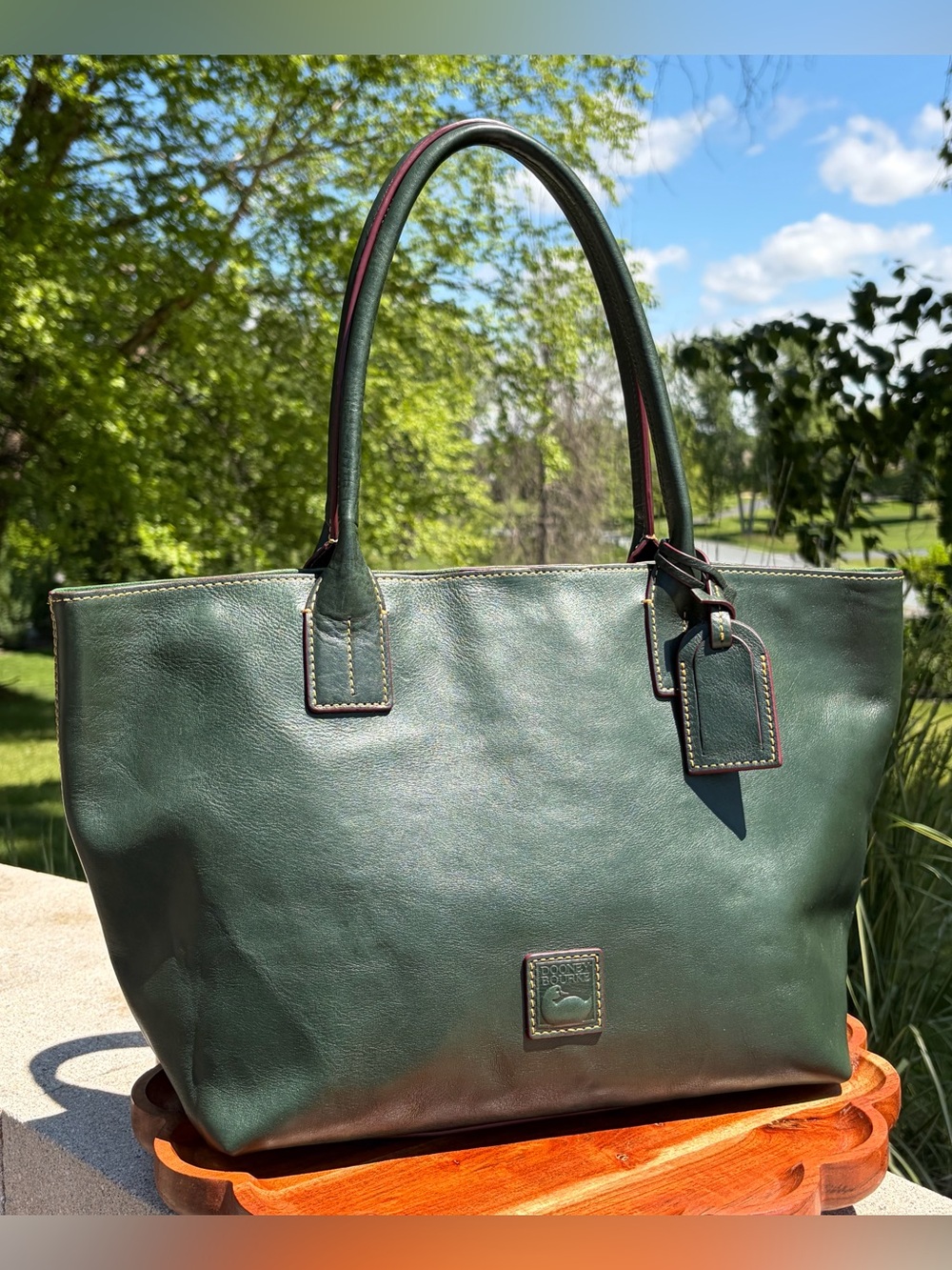 Dooney & Bourke Kristen Red Florentine Leather Tote Like New - Picture 3 of 17